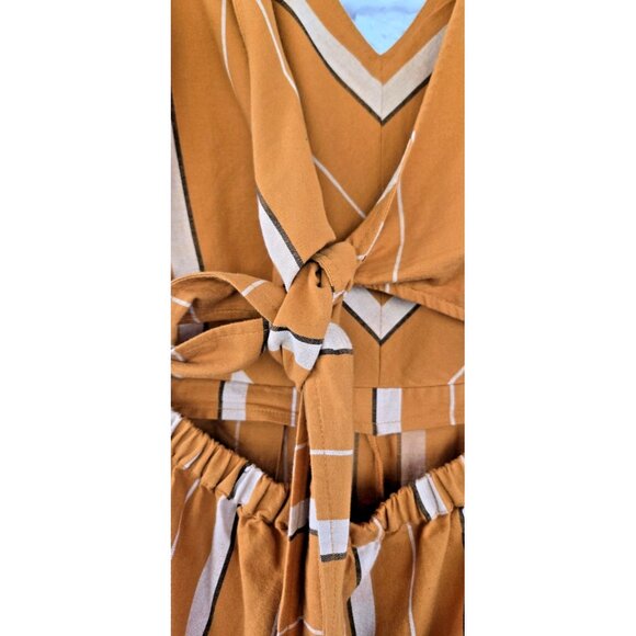 LUCKY BRAND Women's Jumpsuit Striped Boho Summer 100% Cotton Size Medium - Picture 13 of 14